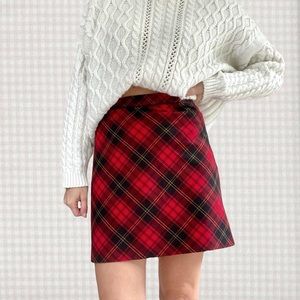 Vintage Red Tartan Plaid Mini Skort